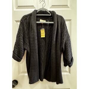 Sonoma Chunky Knit Textured Black Open Front Cardigan Sweater XL NWT